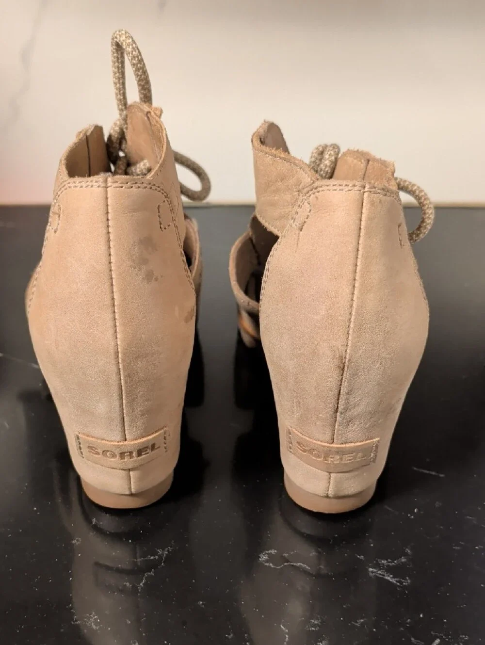 Sorel Joanie Lace-Up Wedge Sandals Size 8 Used Great